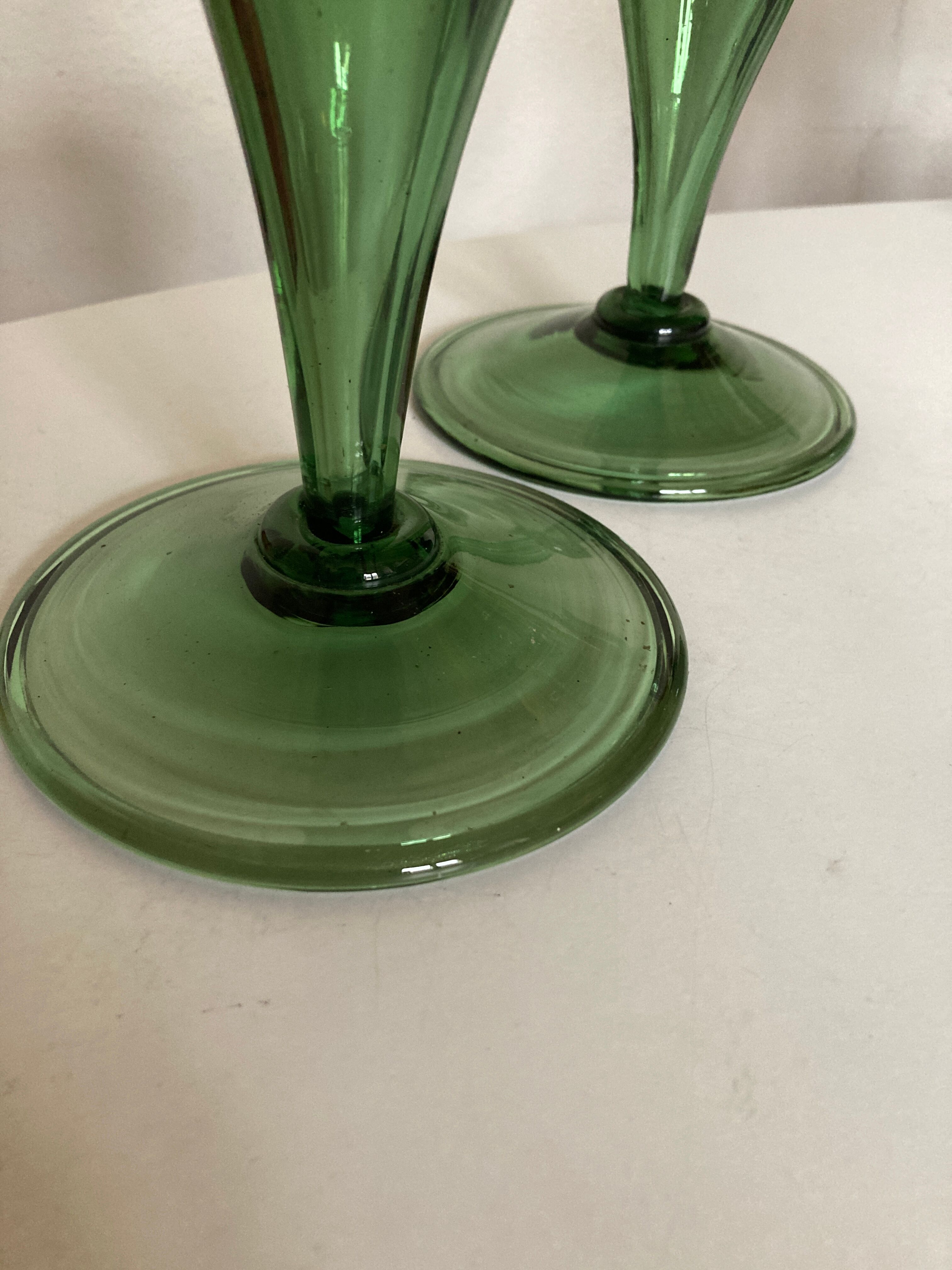 Pair of blown glass candlesticks 1960