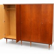 Teak wardrobe with 5 doors, hanging rail and shelves