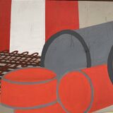 Abstract construction site work canvas