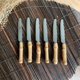 6 small vintage bamboo knives