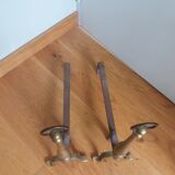 Brass or bronze andirons