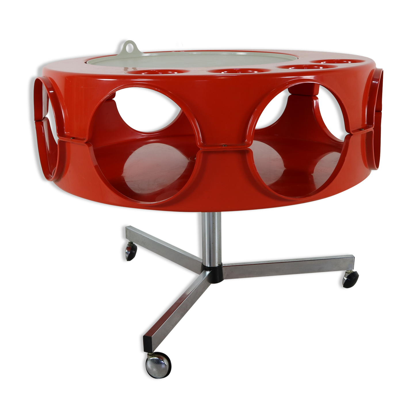 Space age 70s orange syntheric bar on casters