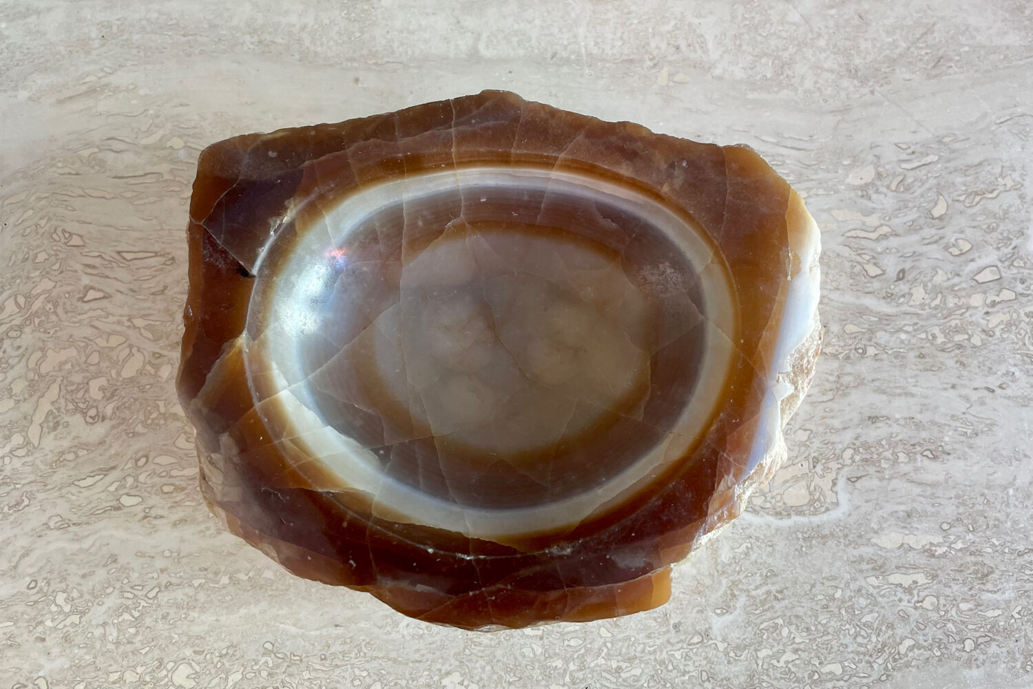 Brutalist vintage onyx marble ashtray