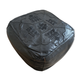 Moroccan vintage square leather pouf