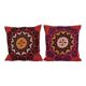 Set of 2 vintage embroidered cushion covers 56x58 cm