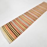 2x12 Warm Earth Tones Striped Lon Kilim Runner Rug, 65x366 Cm