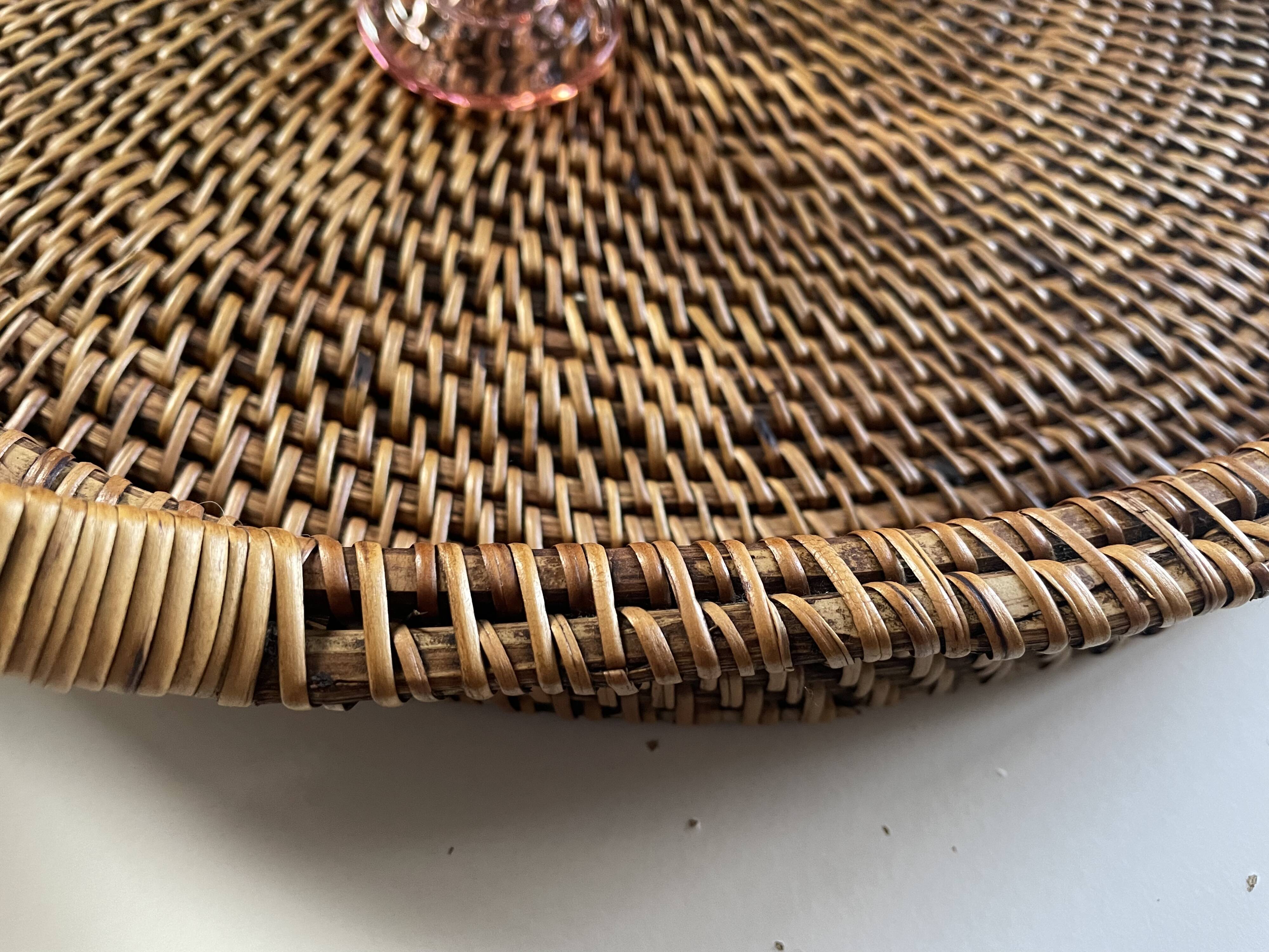 XXL woven rattan tray diameter 46 cm