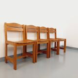 Set of 4 vintage pine chairs from the 70s