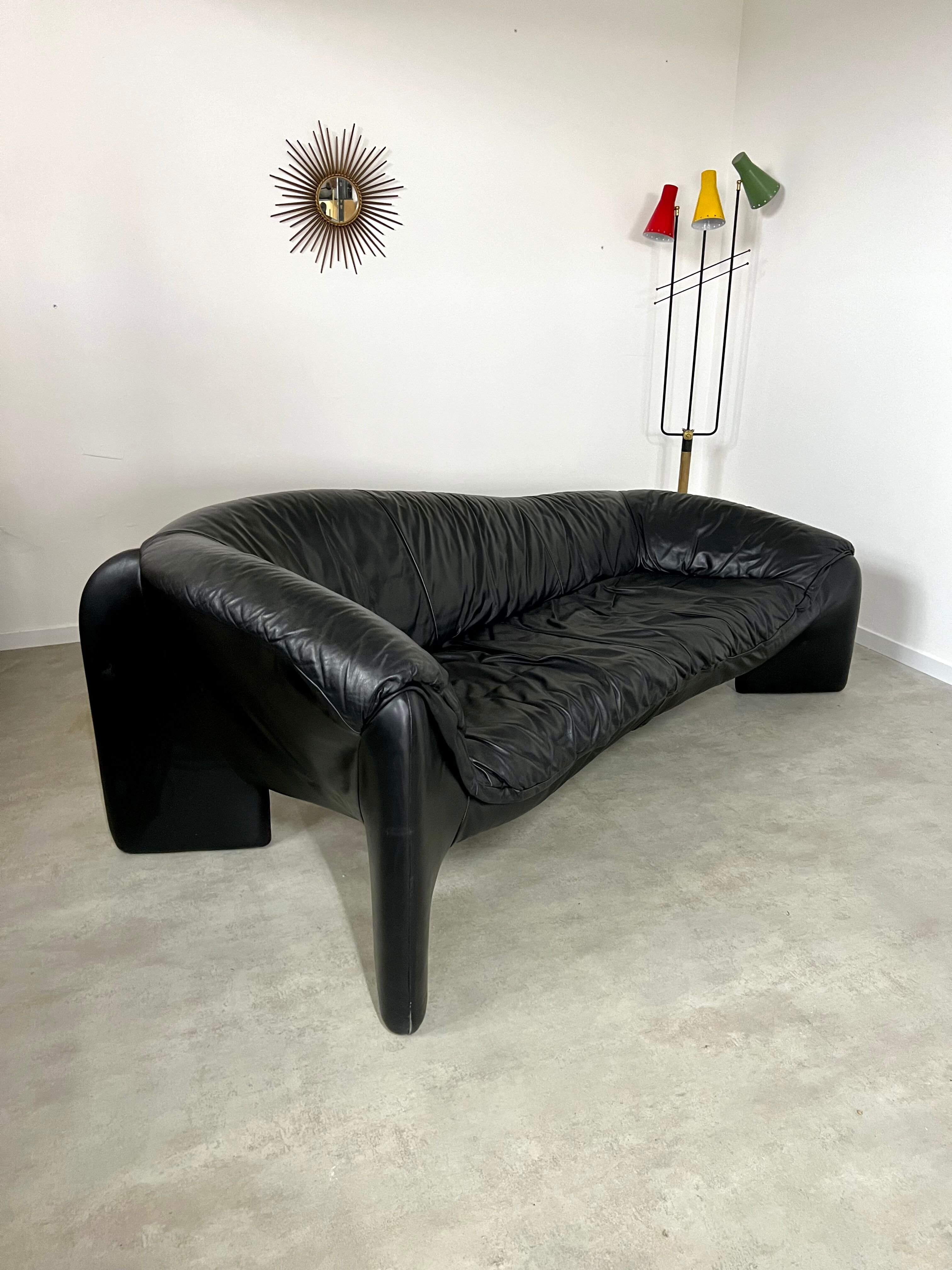Old leather sofa design Strassle Collection of the 80