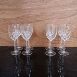 Set of 4 Vintage Engraved Crystal White Wine Glasses