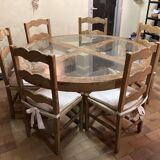 Table ronde bois et verre