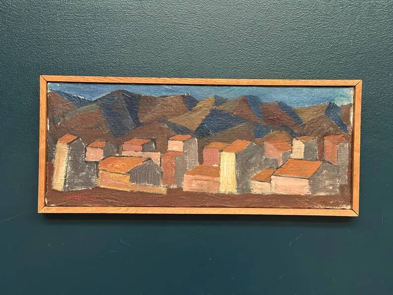 Swedish Oil on Canvas "Urban Landscape" by Johan Lundgren, Framed