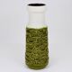 Grand vase de sol en terre cuite vert mousse olive brillant et blanc style Brutaliste Op-Art, Autriche, années 1970