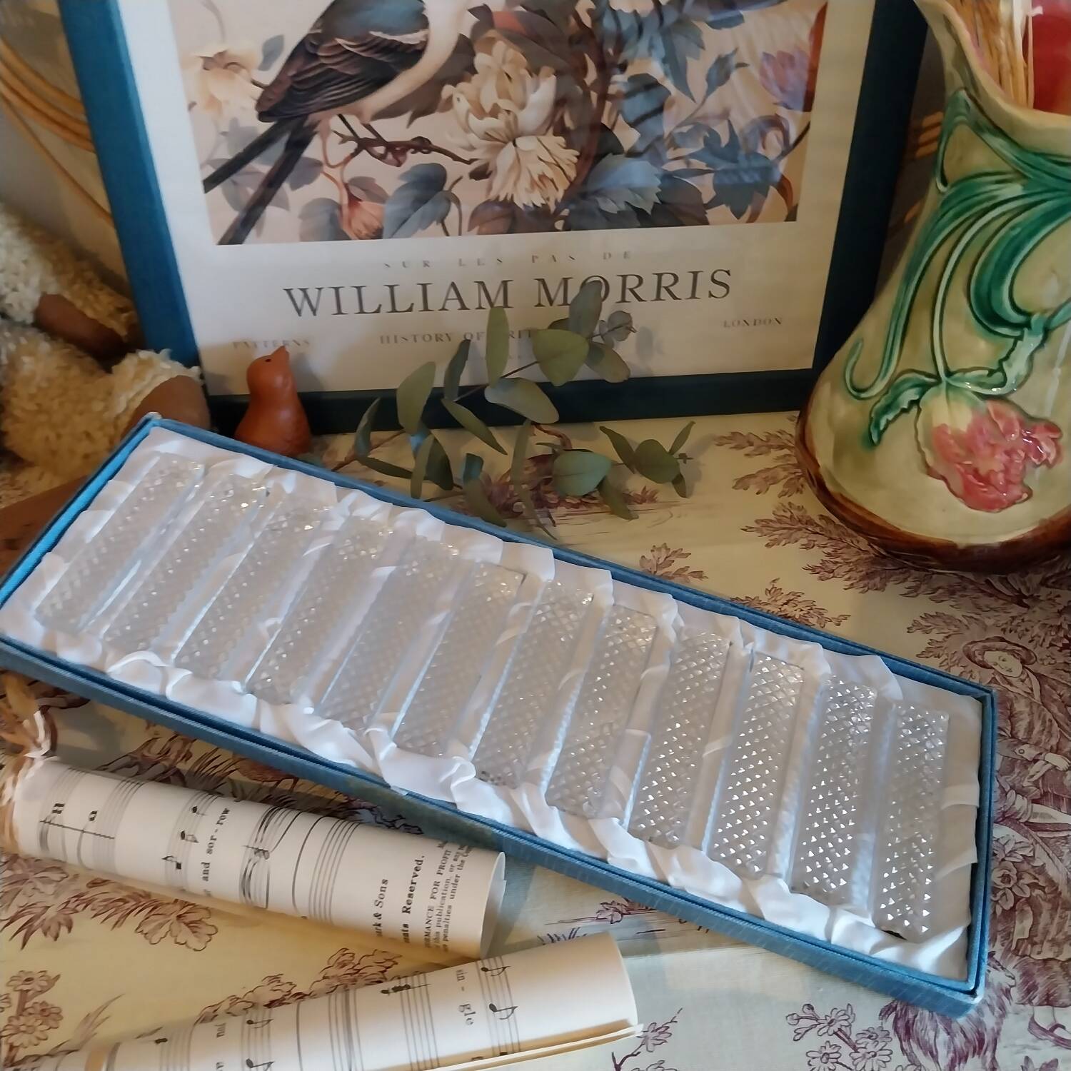 Antique crystal knife rests