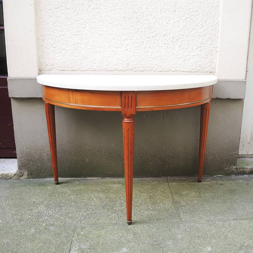 Antique Half-Moon Wooden Console