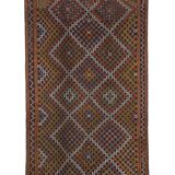 Turkish Geometric Jajim Flat-Weave Textile - Dining Room Kilim 5'3" X 8'10"