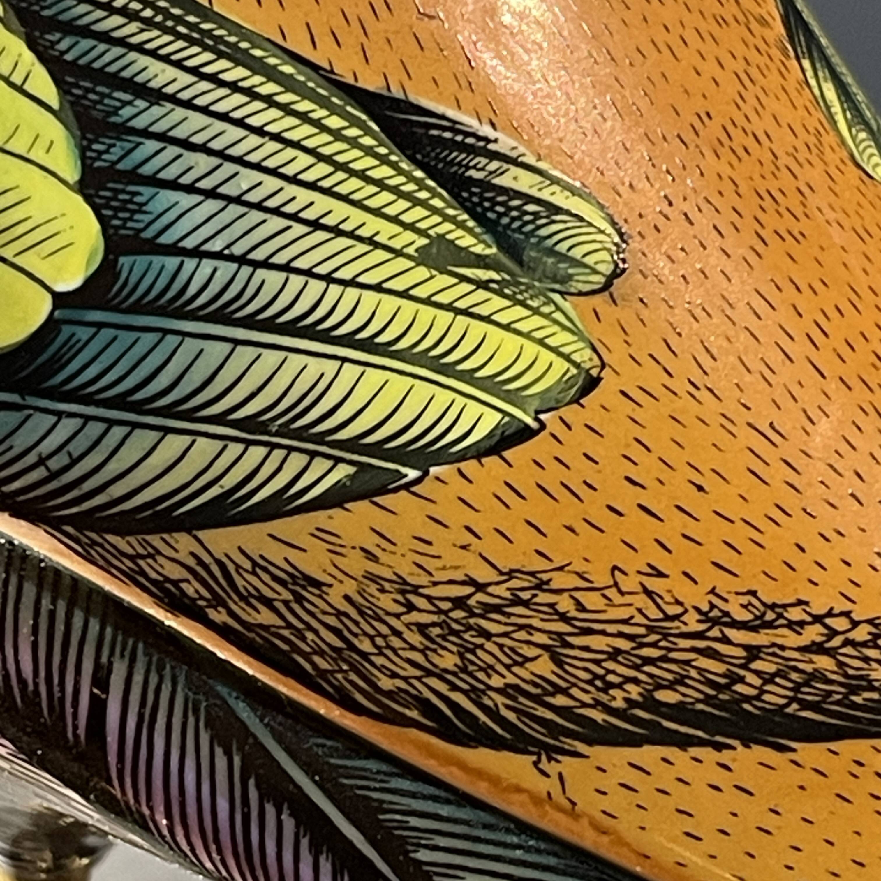 sculpture figurine polychrome porcelain & gilded bronze, Hollywood Regency,