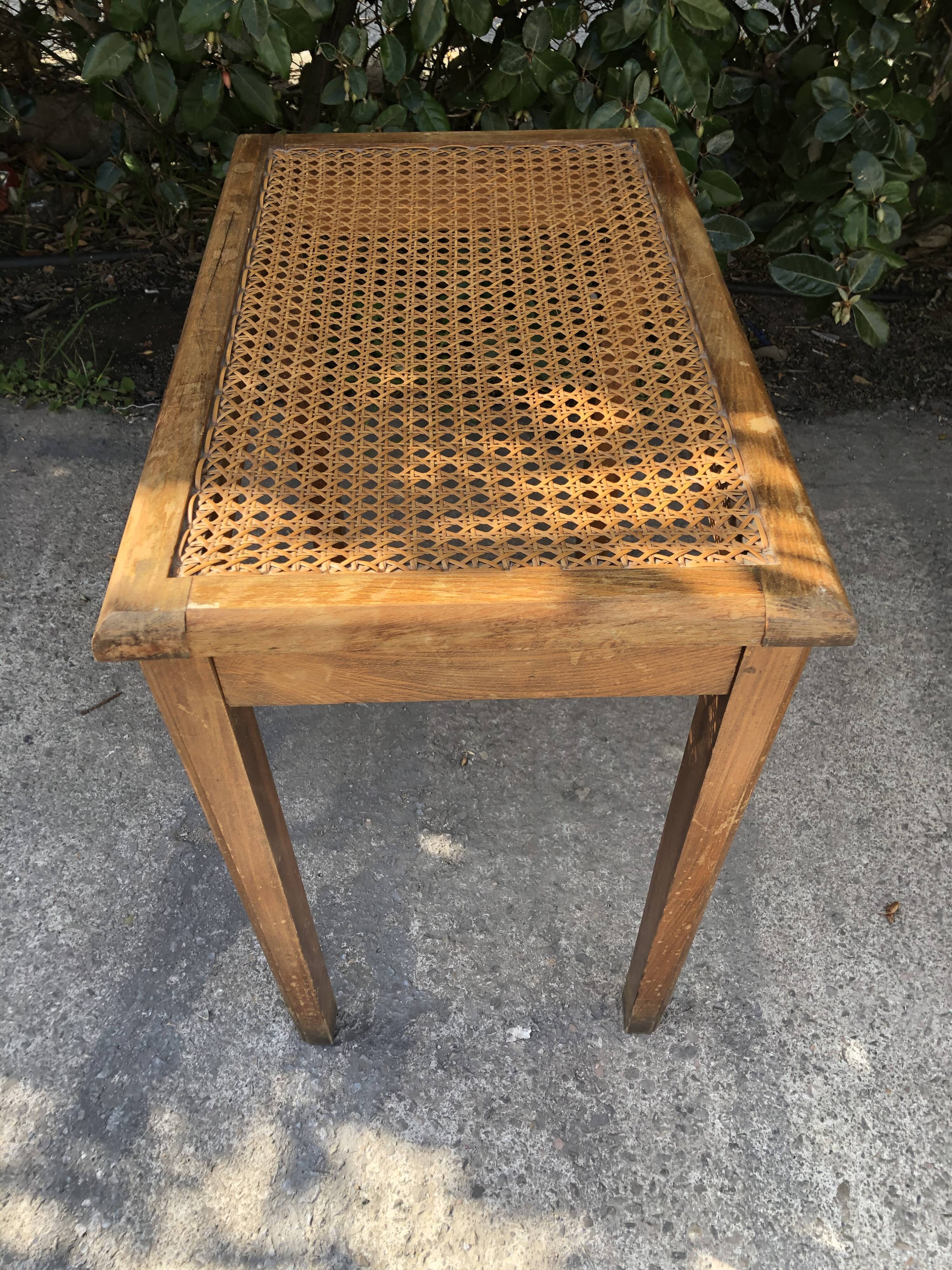 Wooden piano bench and vintage canning