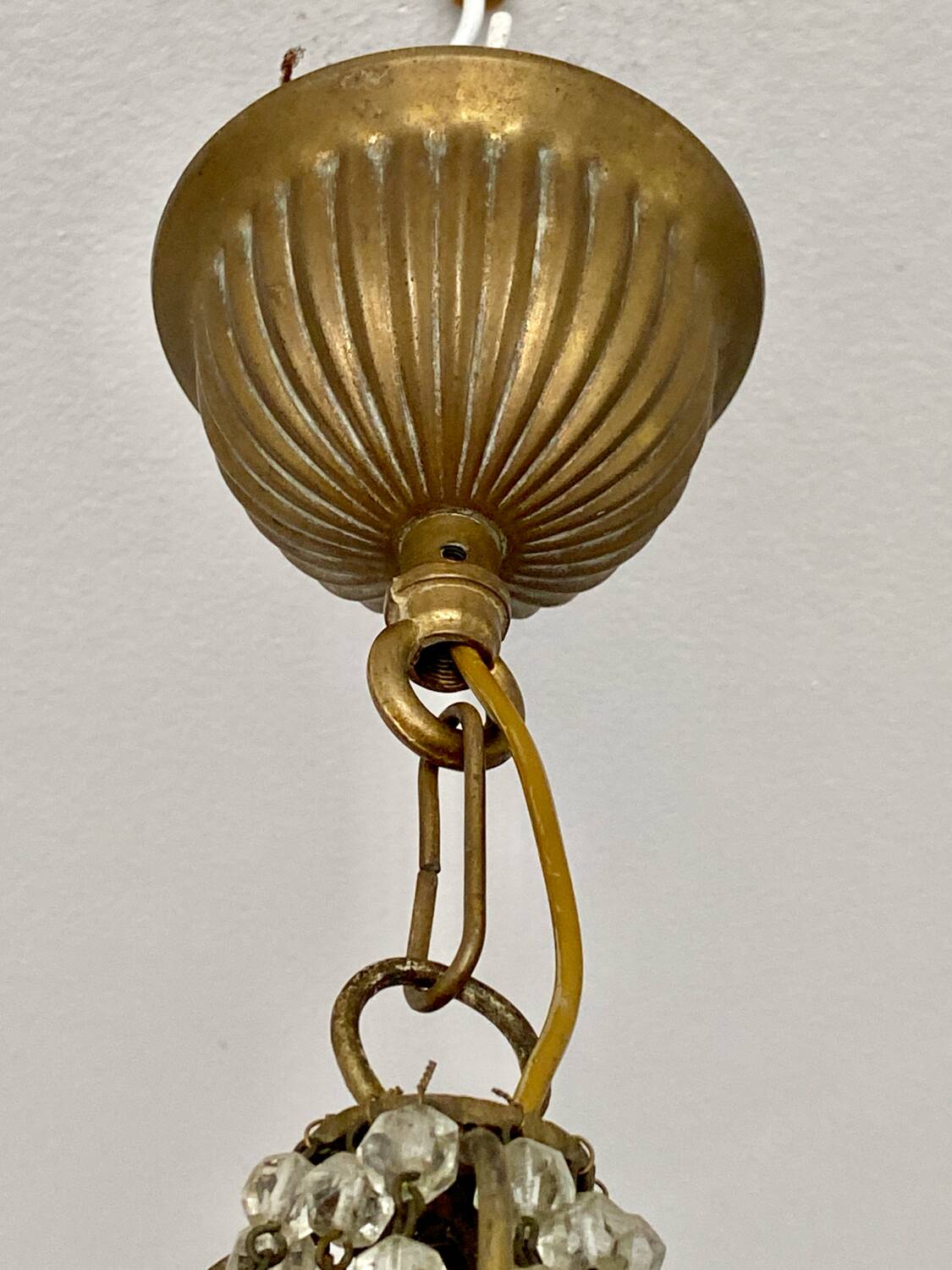 Brass balloon chandelier and glass beads