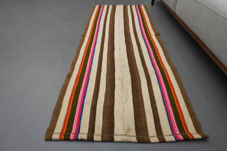 Vintage striped kilim hallway rug 60 x 182 cm