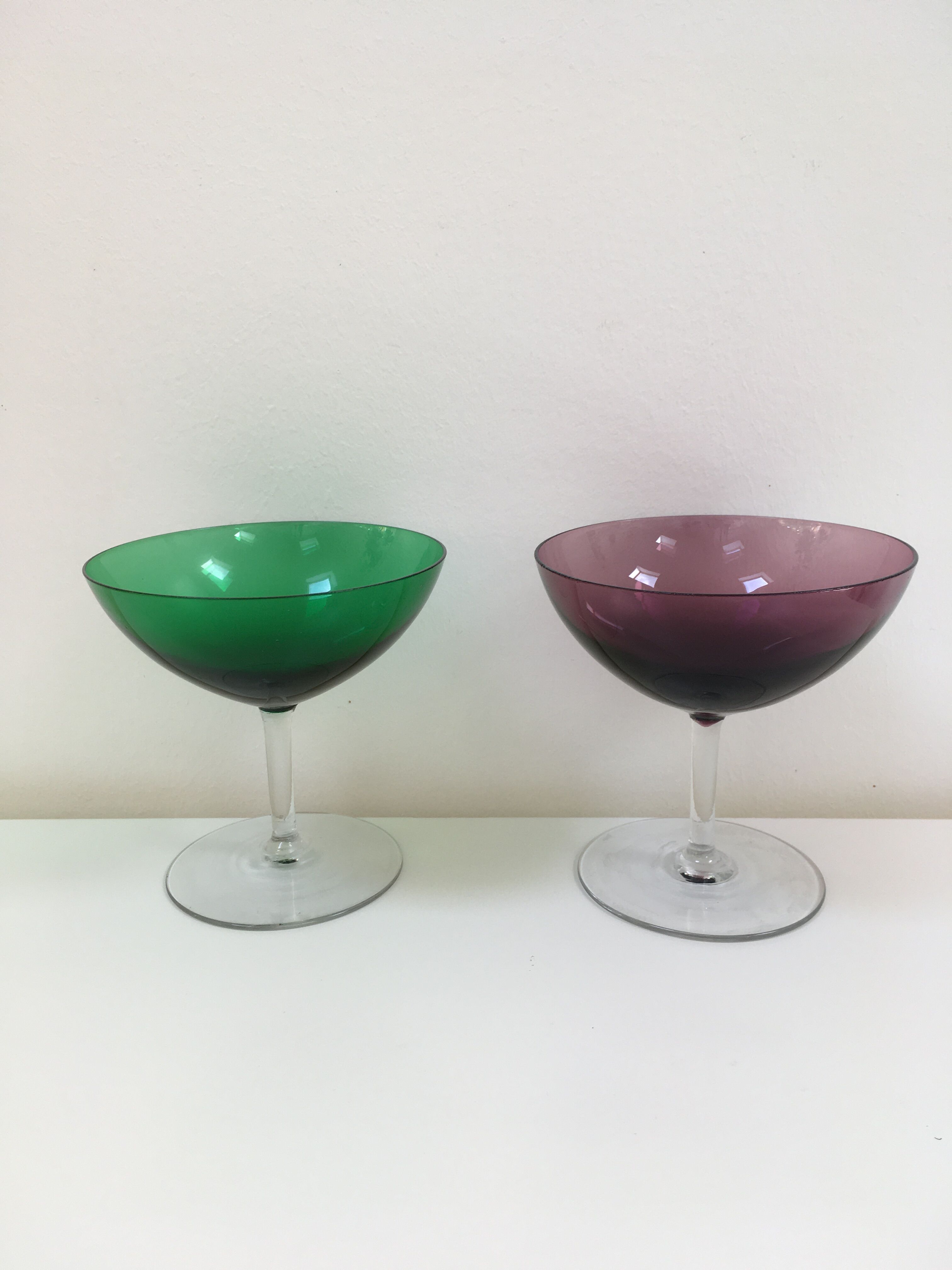 Suite of 5 Italian champagne glasses 1960