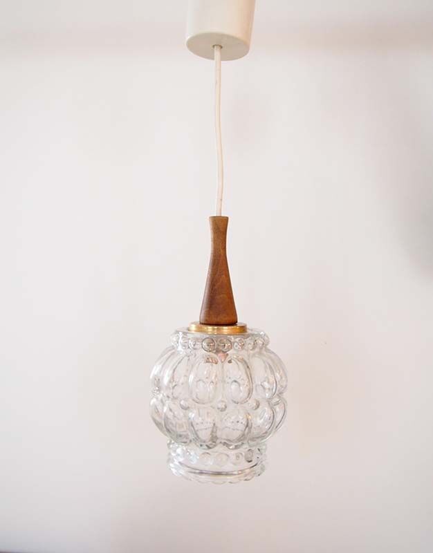 Suspension en verre et bois