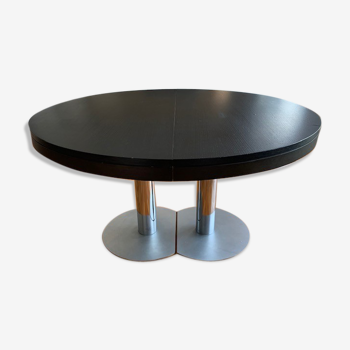 Table Ligne Roset Craft noire pieds inox