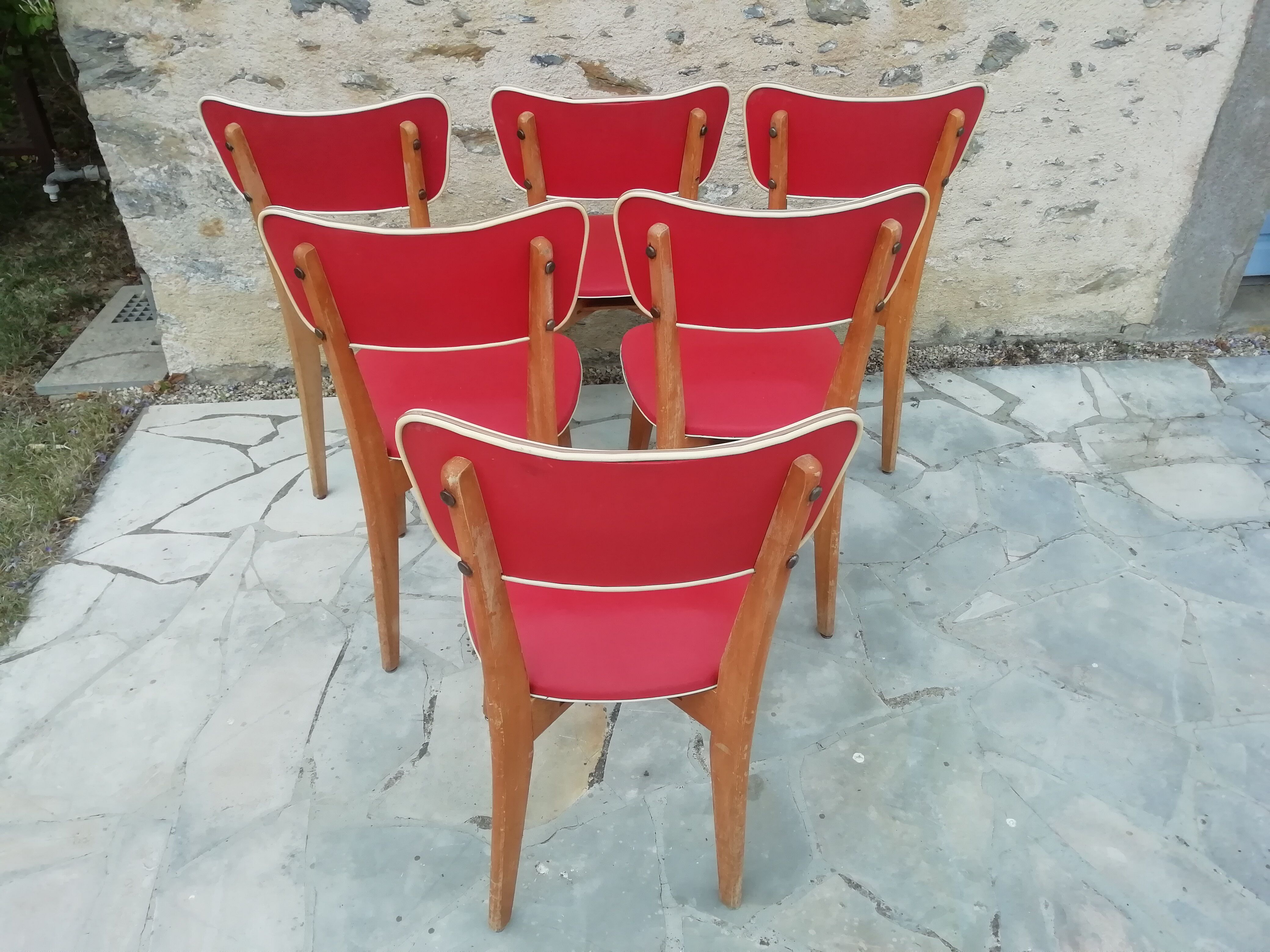Lot of 6 Scandinavian chairs 50s