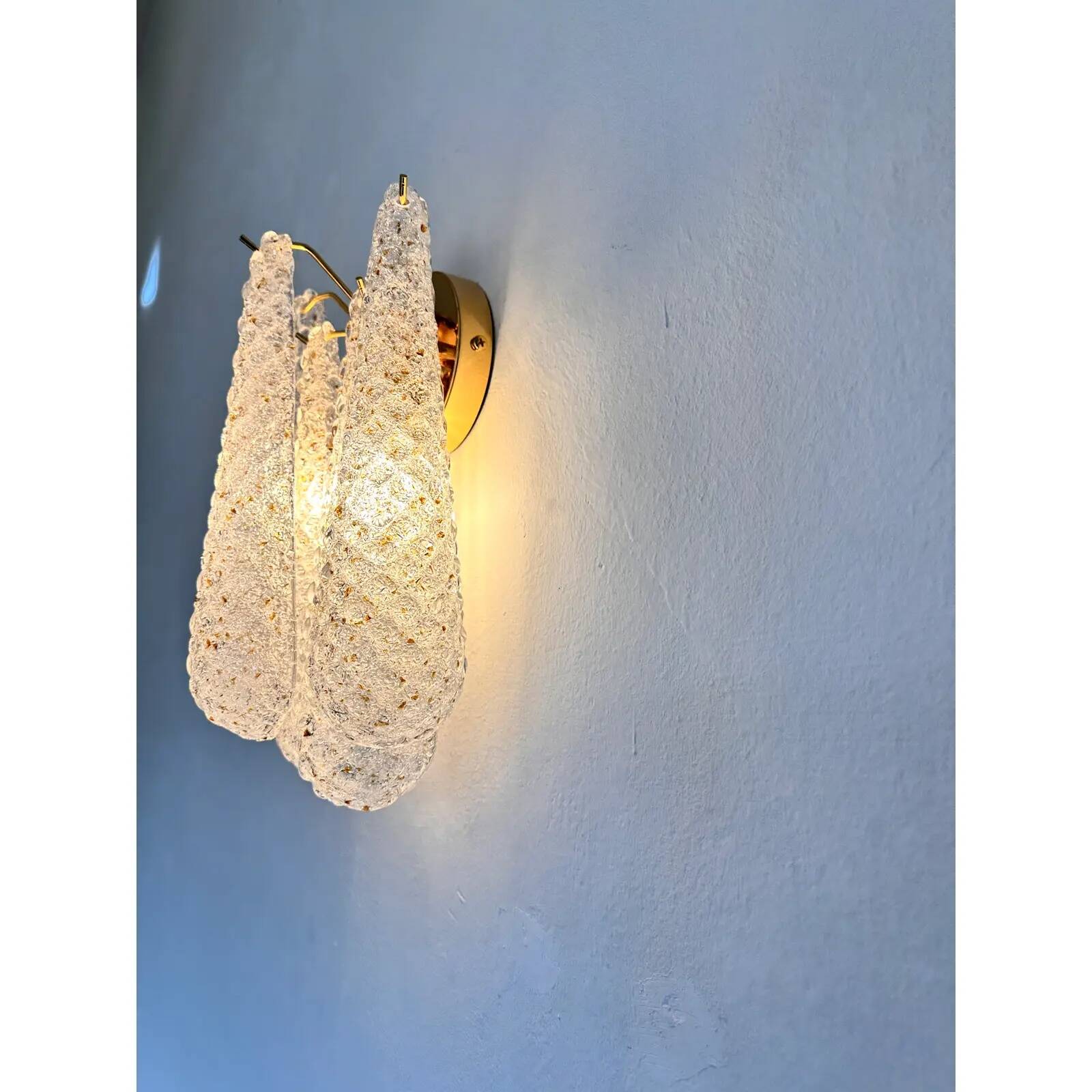 Mid-Century Modern “Conchiglie” Murano Glass Gold Wall Lights – Set of Two