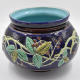 Cover-pot decor of murals in majolica Sarreguemines Majolica earthenware