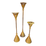 Trio de bougeoirs laiton design année 70