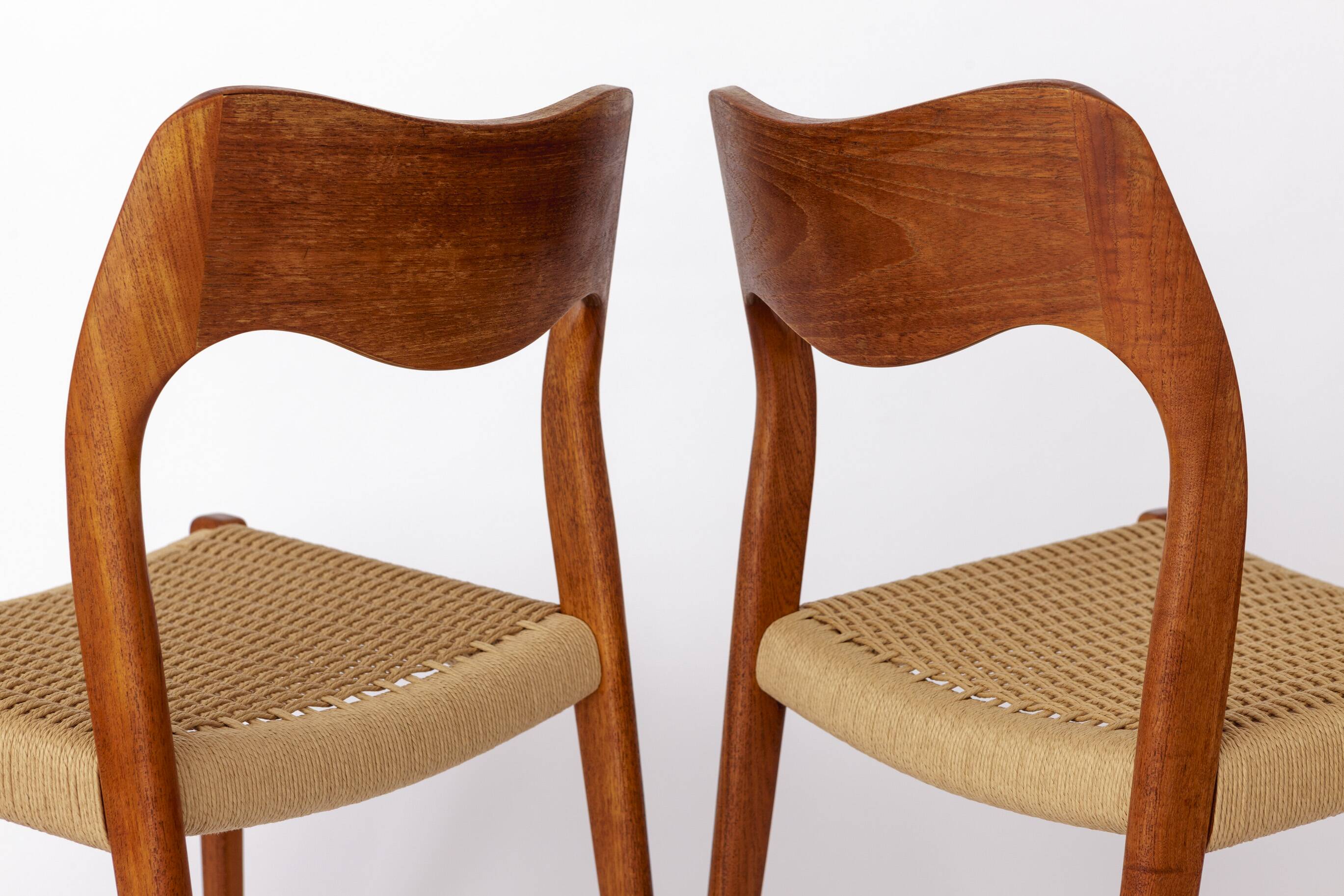 4 Niels Otto Moller Chairs, Model 71, Teak, 1950s, Danish