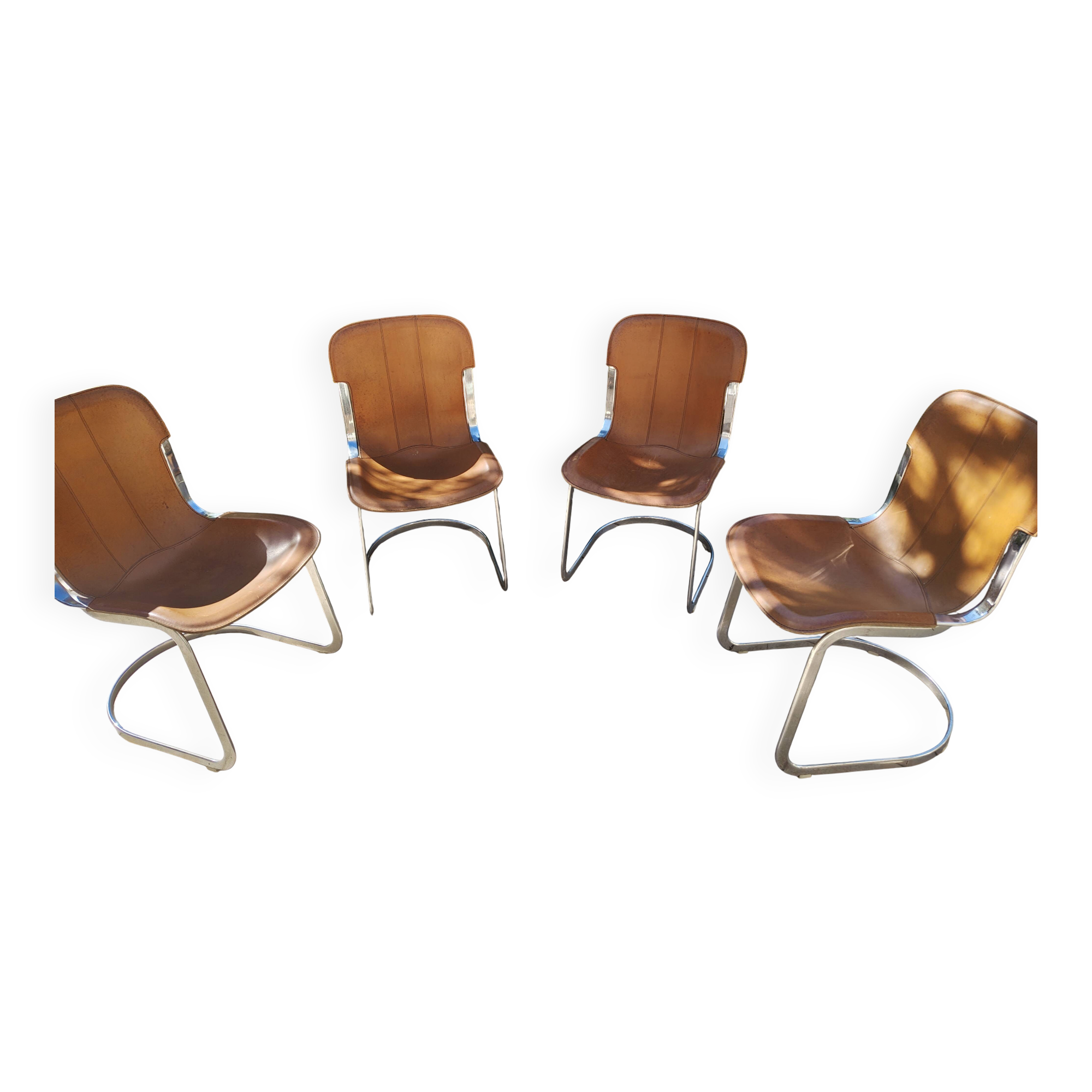 Lot de chaises cuir Ligne Roset Année 1976