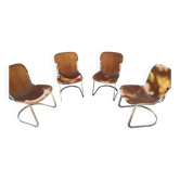 Lot de chaises cuir Ligne Roset Année 1976