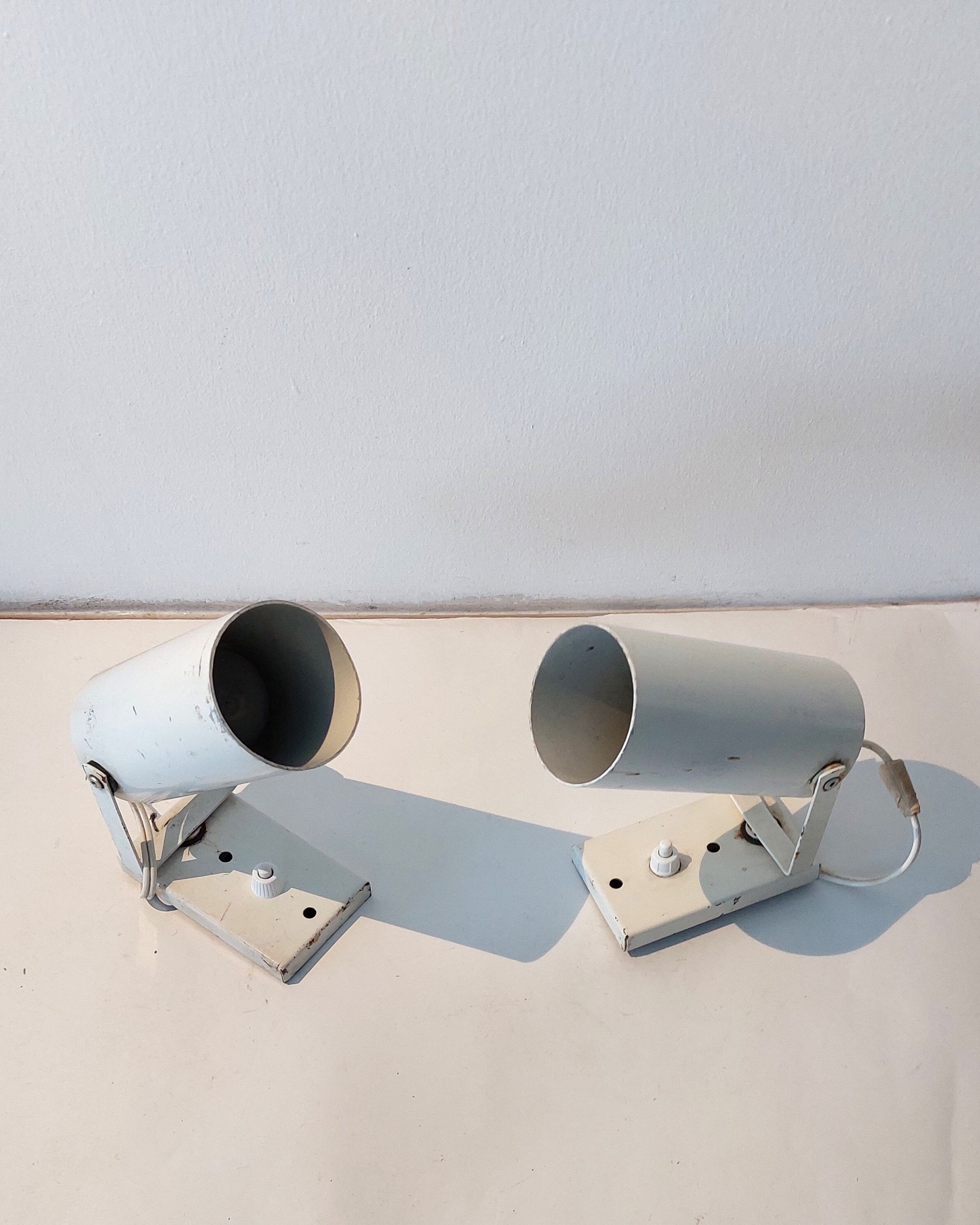 Pair of modernist wall lamps Lita model 0234 white Vintage.