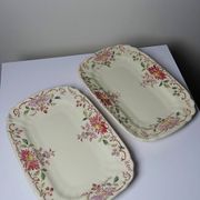 2 antique Longchamp dishes with daisies in polychrome ironstone.