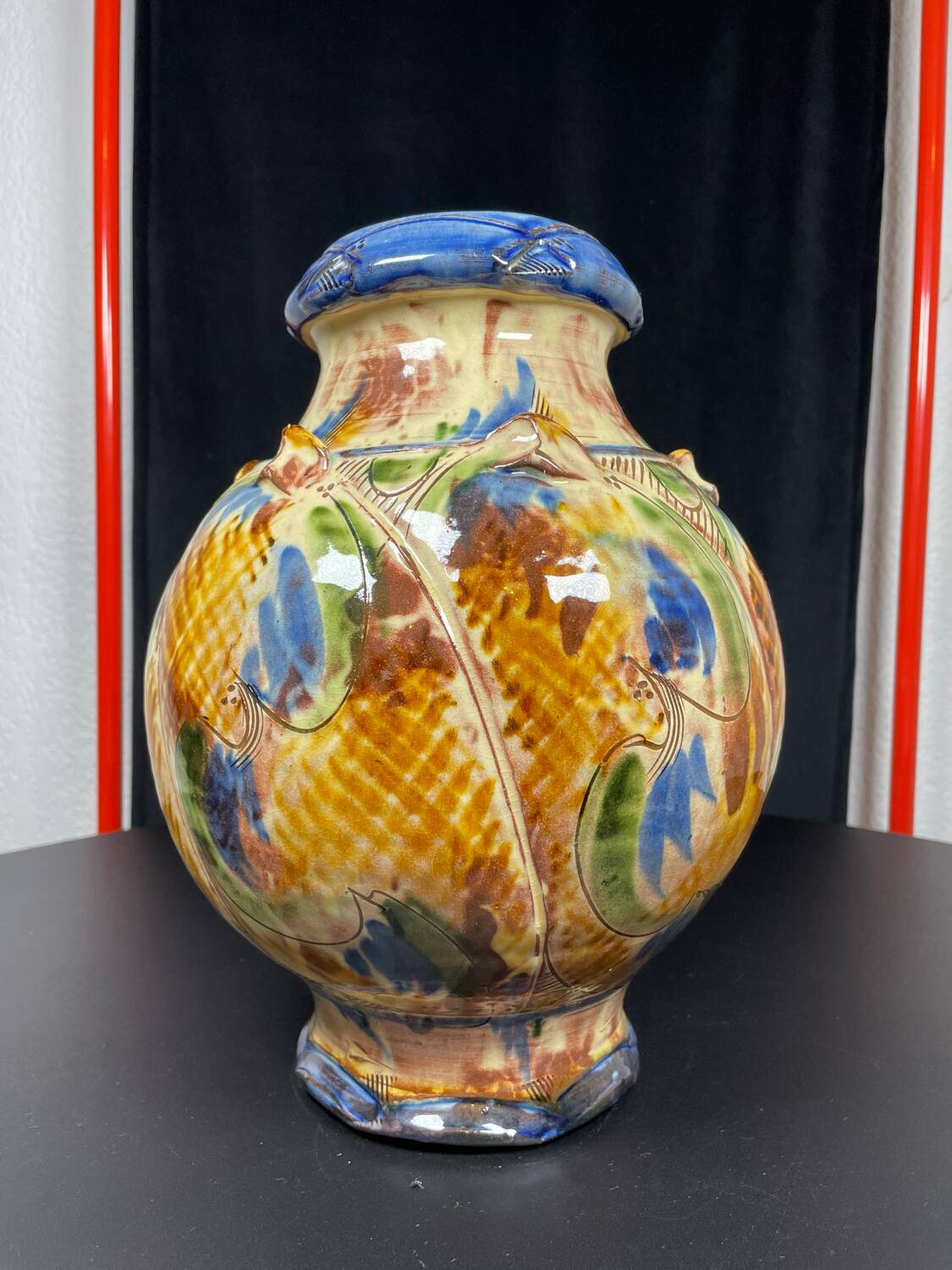 Large signed colorful vase