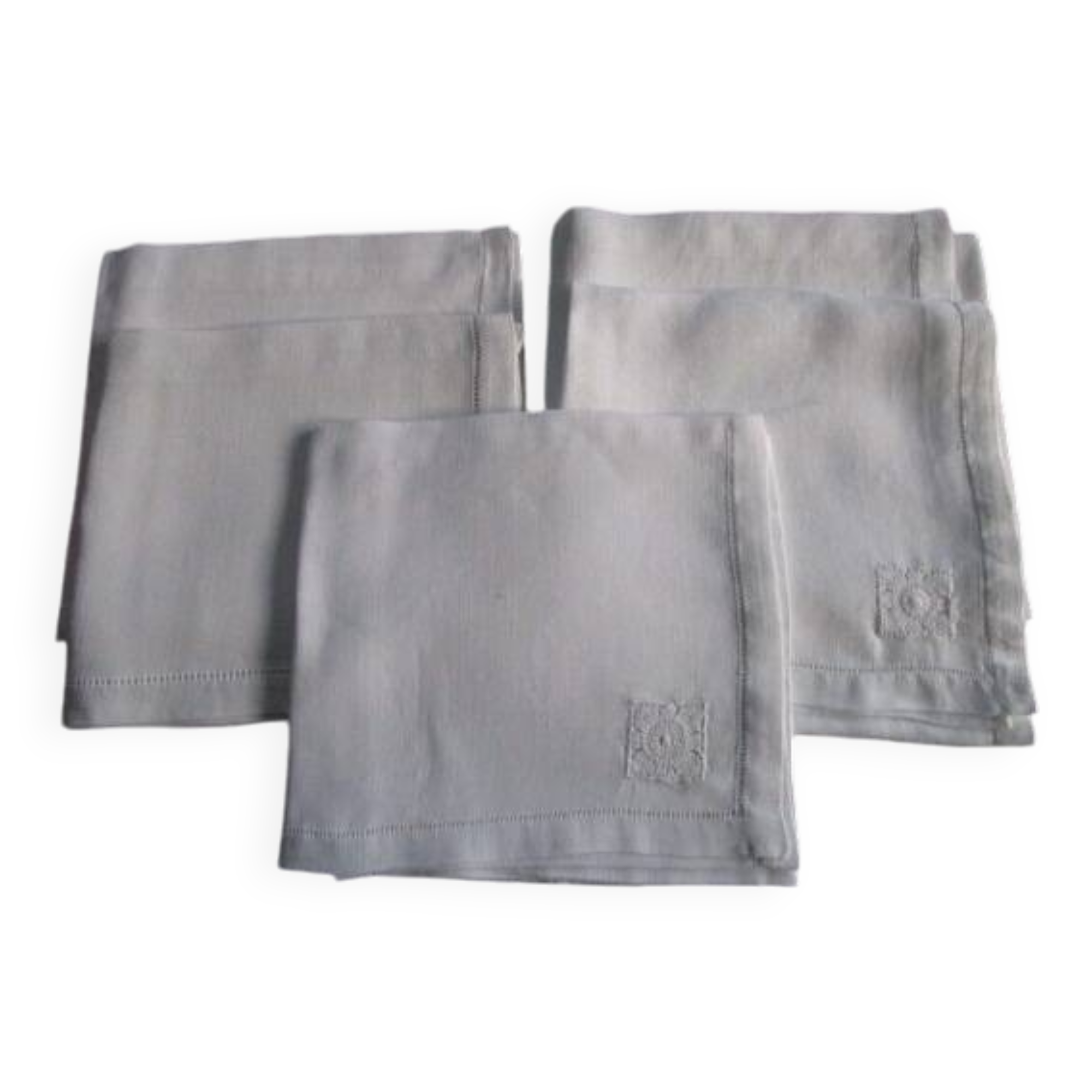 5 large antique embroidered table napkins
