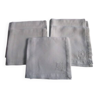 5 large antique embroidered table napkins