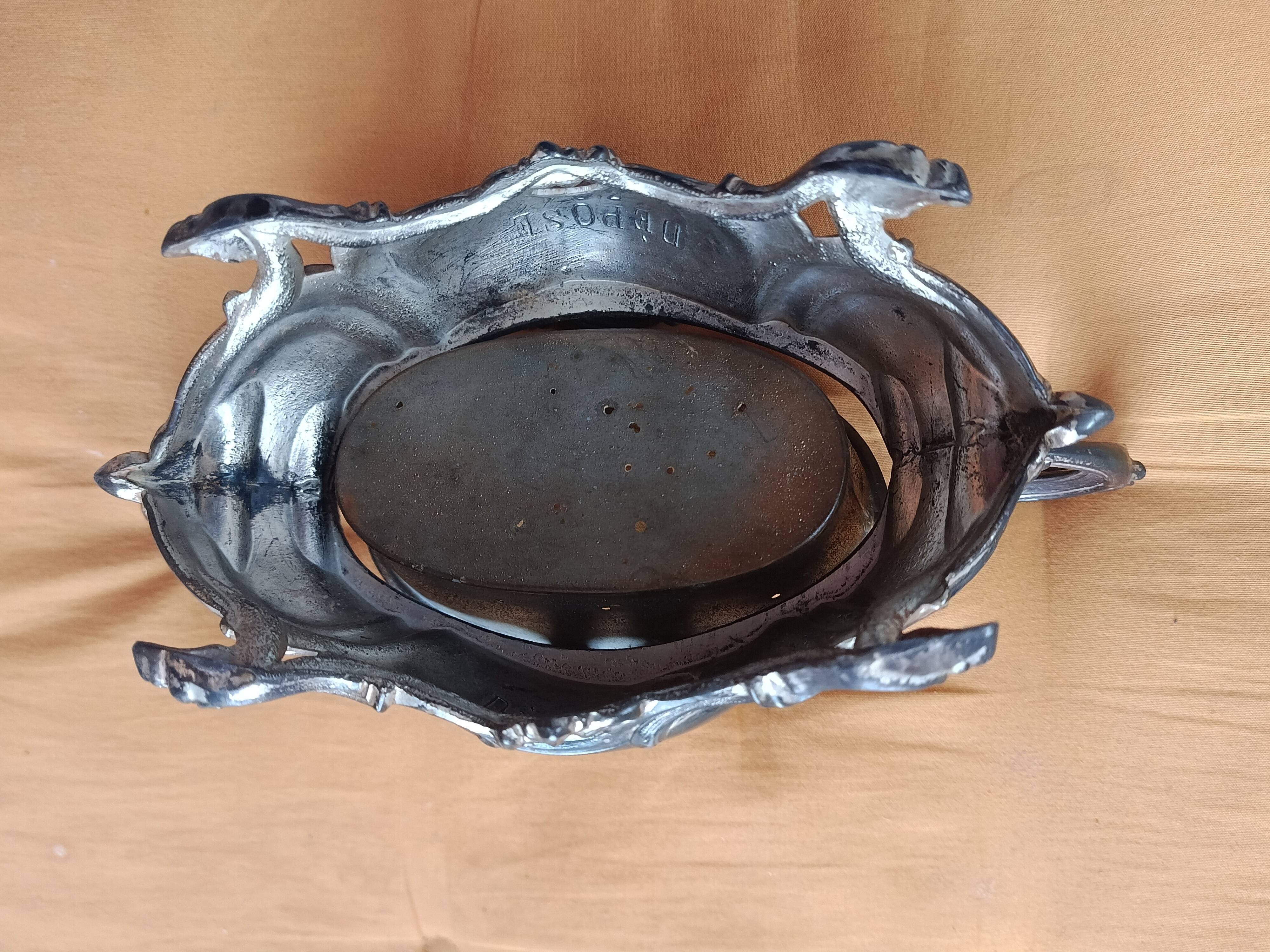 TABLE JARDINIERE XIX cast iron Louis XV Rococo style with tin container
