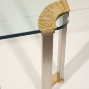 Table basse en bronze & verre trempé par Peter Ghyczy, 1970s