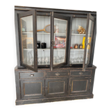 Bibliothèque / vitrine ancienne bois et fer forgé