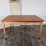 Rare teak and maple dining table with 2 extensions by Finn Juhl for Bovirke, Denmark, 1950.