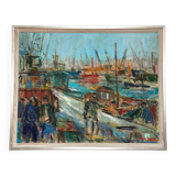 Swedish Oil on Canvas – “Port of Gothenburg” by Eric With