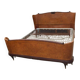 Cadre de lit double marron en bois laqué style Mid-Century années 1940