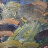 Original mid-century Swedish oil on canvas – “Scene” by Gösta Falck – vintage & framed – 73 × 64 cm