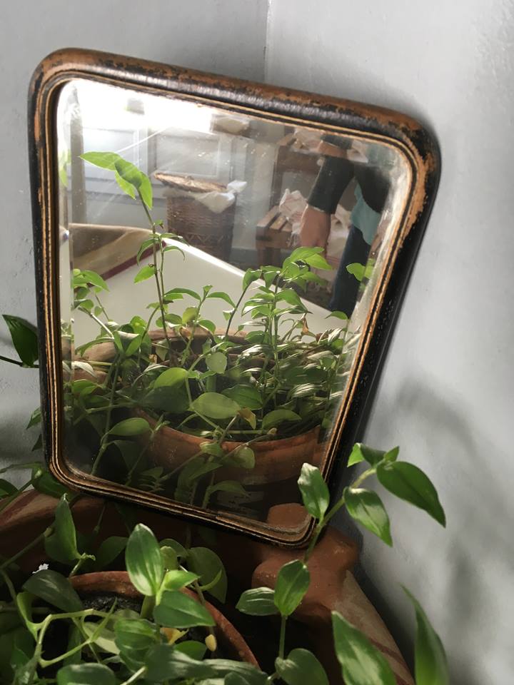 Former barber beveled mirror 23,5x16cm