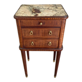 Louis XVI bedside in antique exotic wood marquetry / or harness