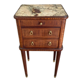 Louis XVI bedside in antique exotic wood marquetry / or harness
