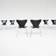 Arne Jacobsen 3107 'Butterfly' dining chairs Fritz  Hansen Denmark 1967